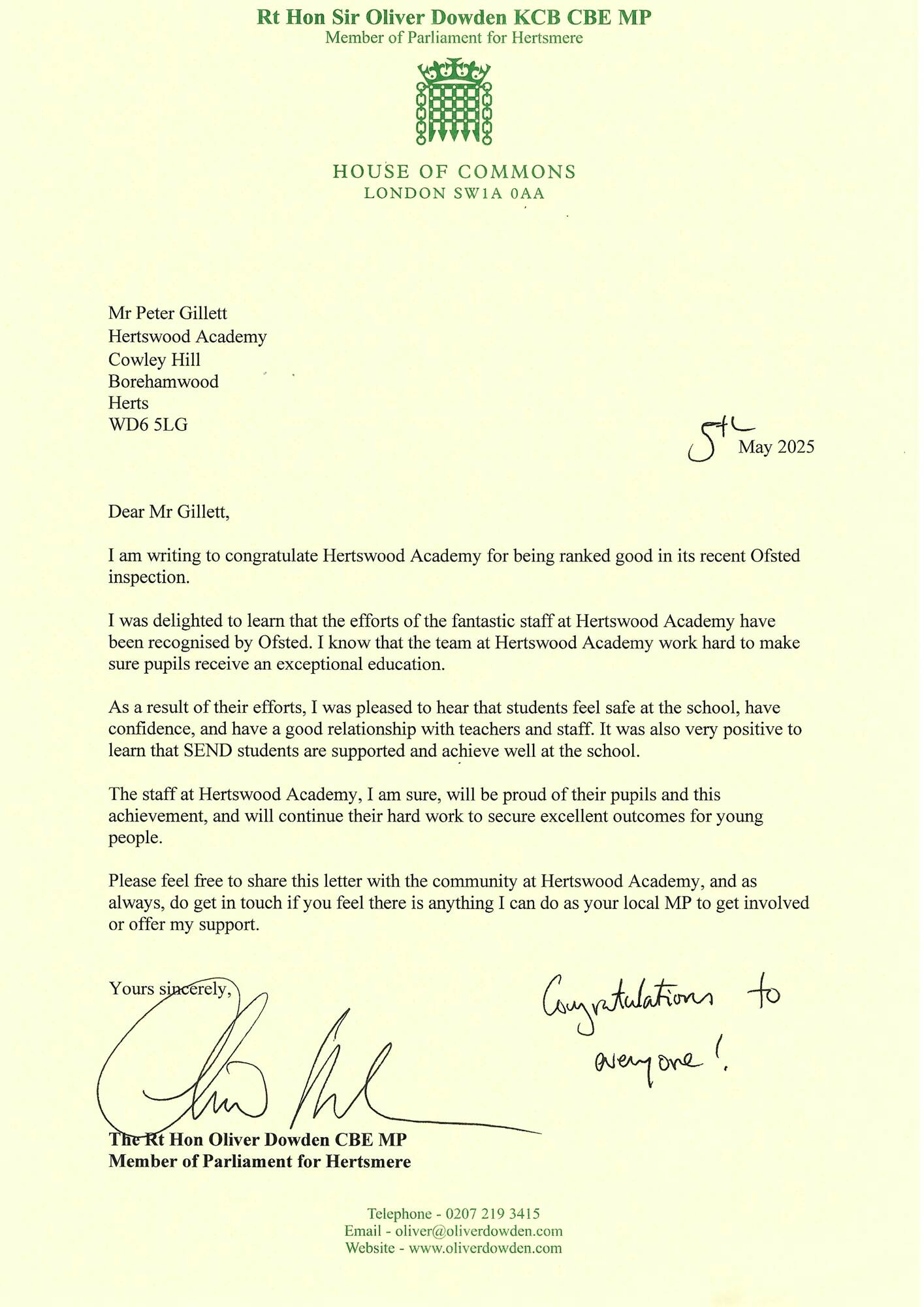 2025 05 Dowden Letter